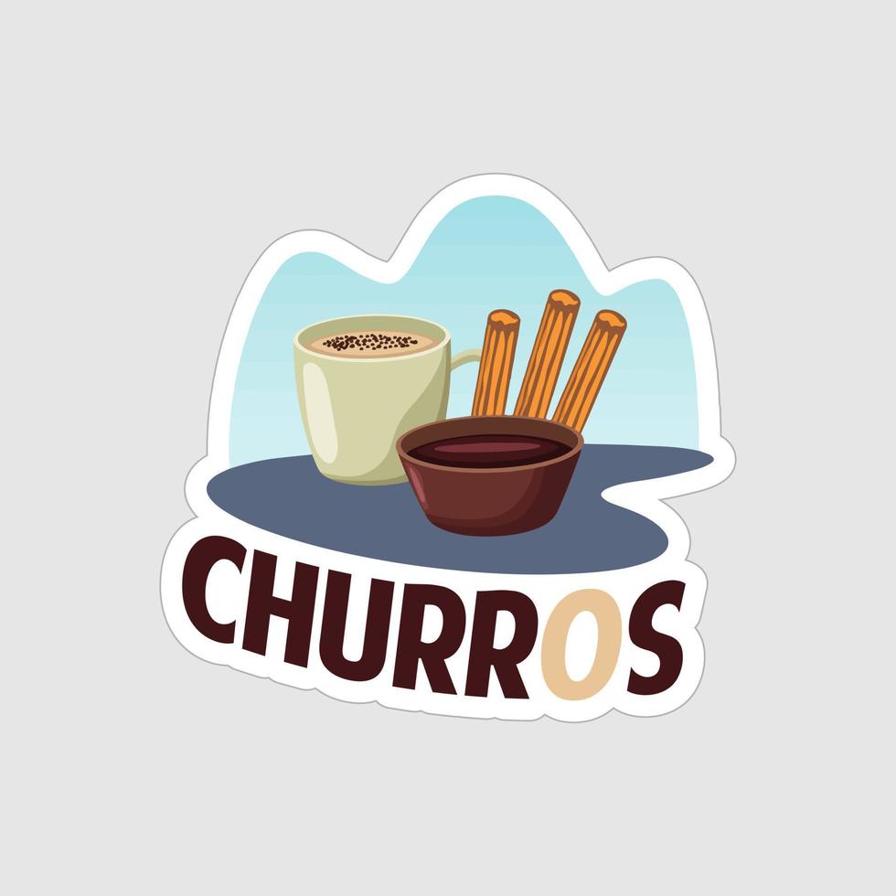 churros klistermärke tryckbar konstverk design på vit bakgrund vektor