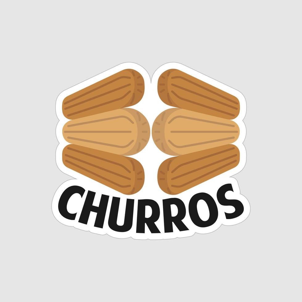 churros klistermärke tryckbar konstverk design på vit bakgrund vektor