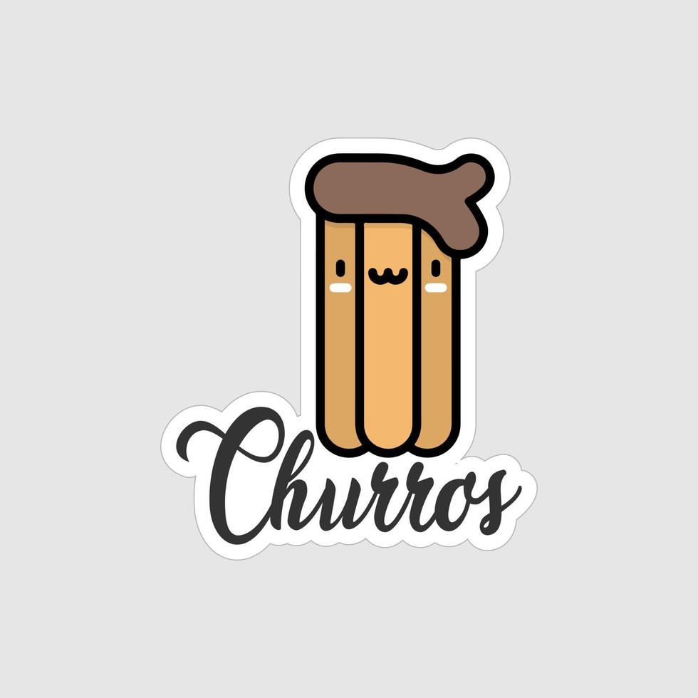 Churros-Aufkleber druckbare Grafikdesign auf weißem Hintergrund vektor
