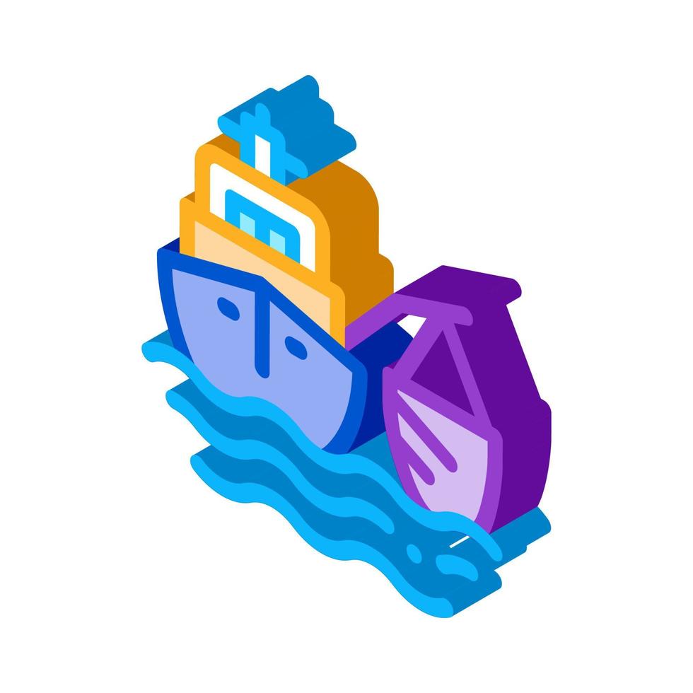 fiske fartyg isometrisk ikon vektor illustration