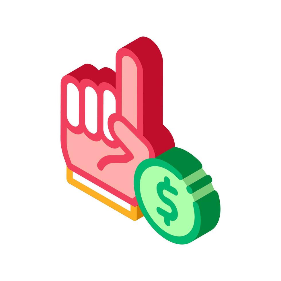 hand tecken pengar vadhållning och hasardspel isometrisk ikon vektor illustration