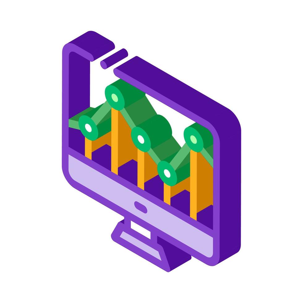 diagramm auf dem computermonitor isometrisches symbol für finanzen vektor