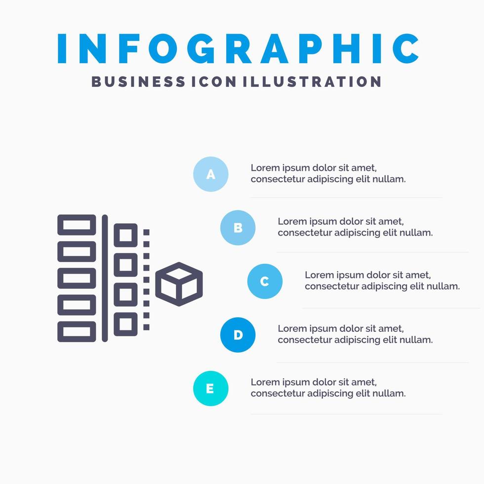 utveckling faser planen planera produkt linje ikon med 5 steg presentation infographics bakgrund vektor