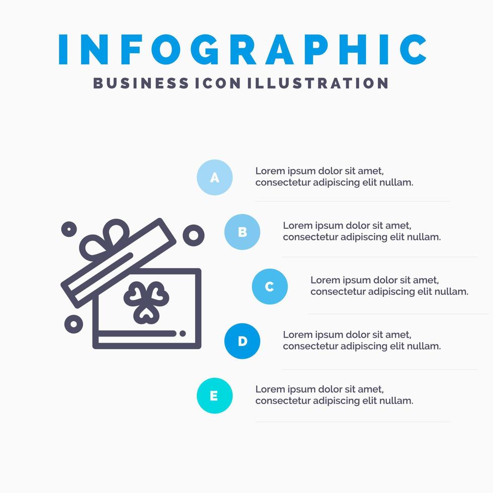 gåva låda irland linje ikon med 5 steg presentation infographics bakgrund vektor