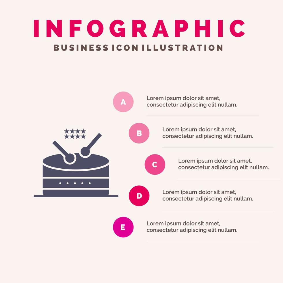 trumma instrument musik parad fast ikon infographics 5 steg presentation bakgrund vektor