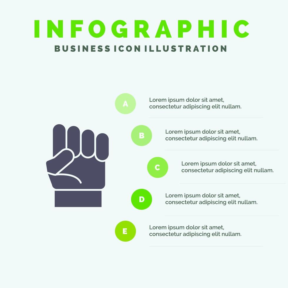 frihet hand mänsklig kraft styrka fast ikon infographics 5 steg presentation bakgrund vektor