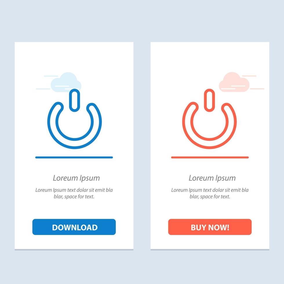 Button off on power blau und rot herunterladen und jetzt kaufen web-widget-kartenvorlage vektor