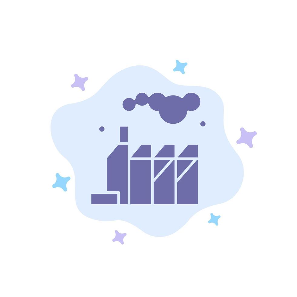 blaues Symbol der Energieverschmutzungsfabrik auf abstraktem Wolkenhintergrund vektor