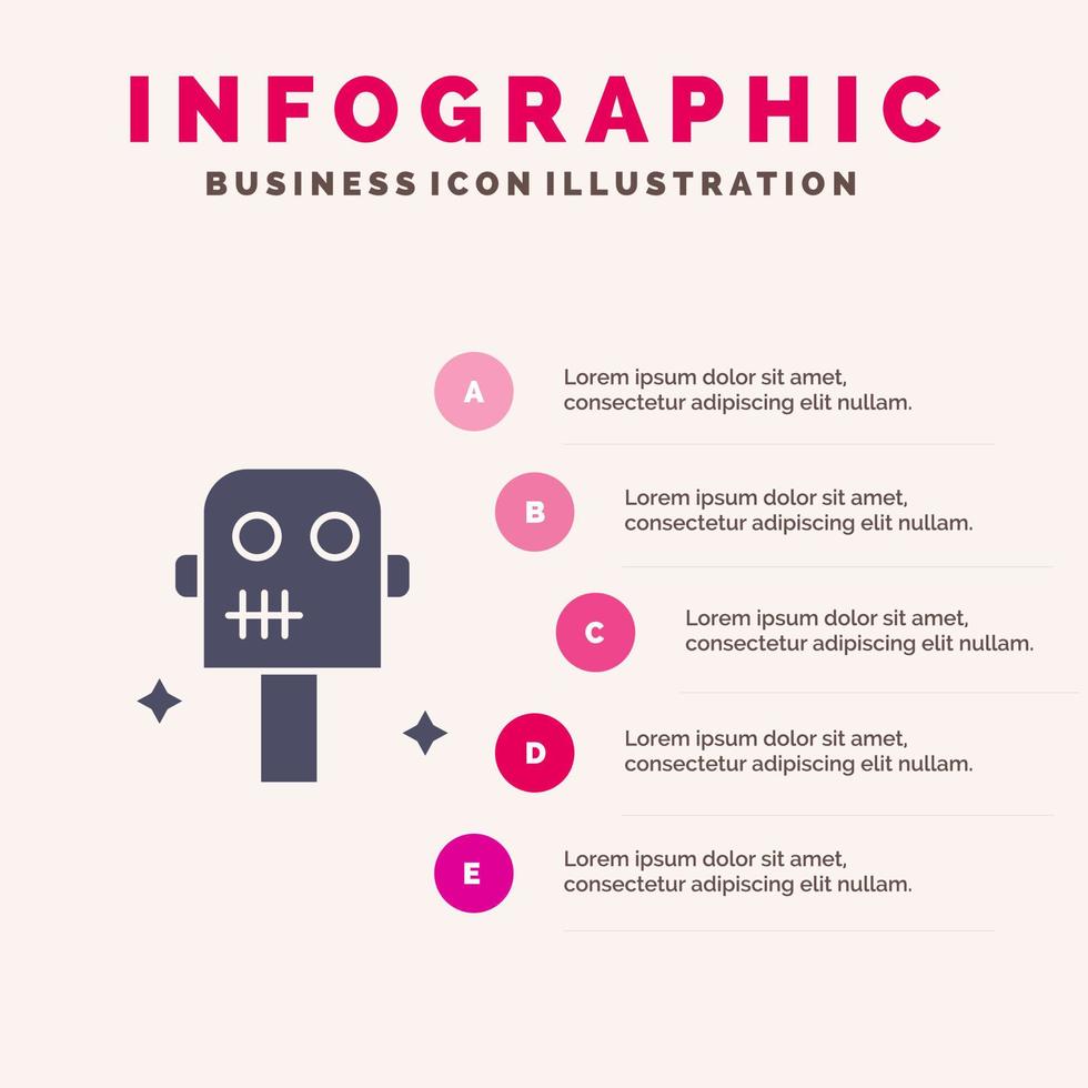 Plats kostym robot fast ikon infographics 5 steg presentation bakgrund vektor