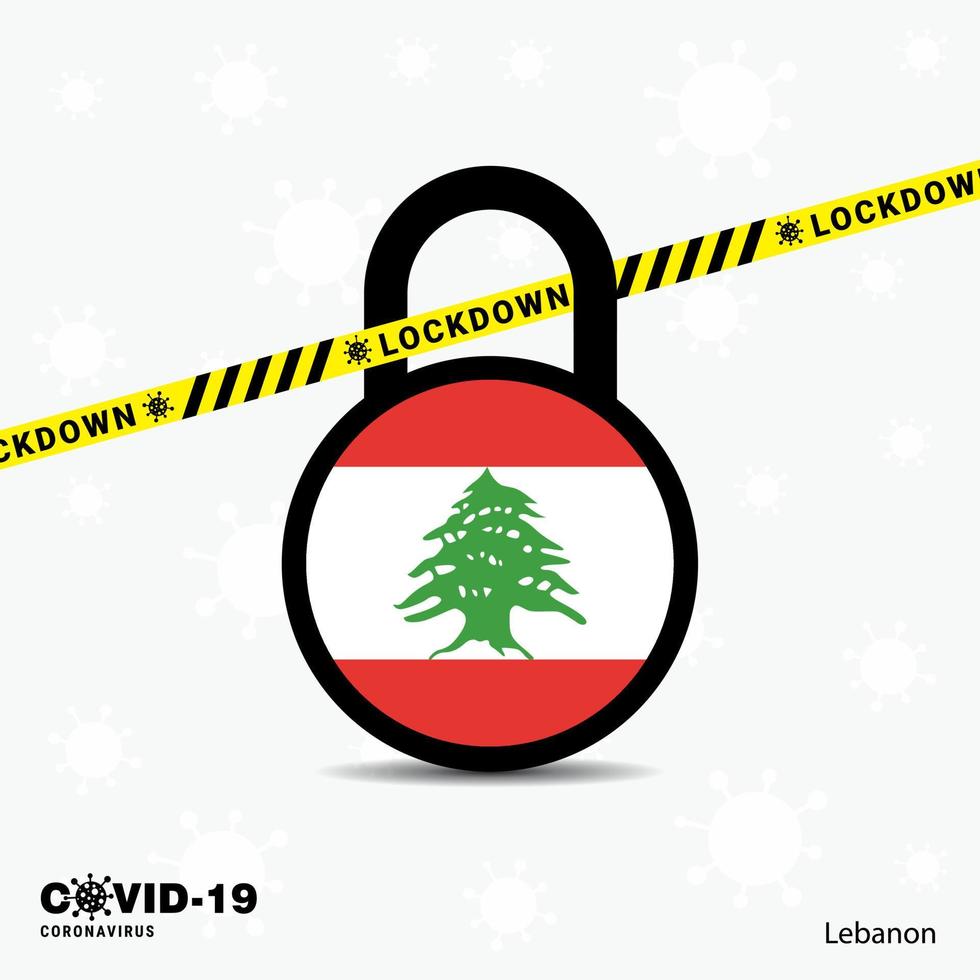 libanon lock down lock coronavirus pandemie bewusstseinsvorlage covid19 lock down design vektor