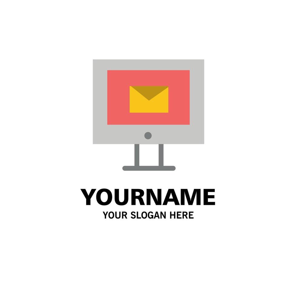 Flache Farbe der Computer-Mail-Chat-Service-Business-Logo-Vorlage vektor