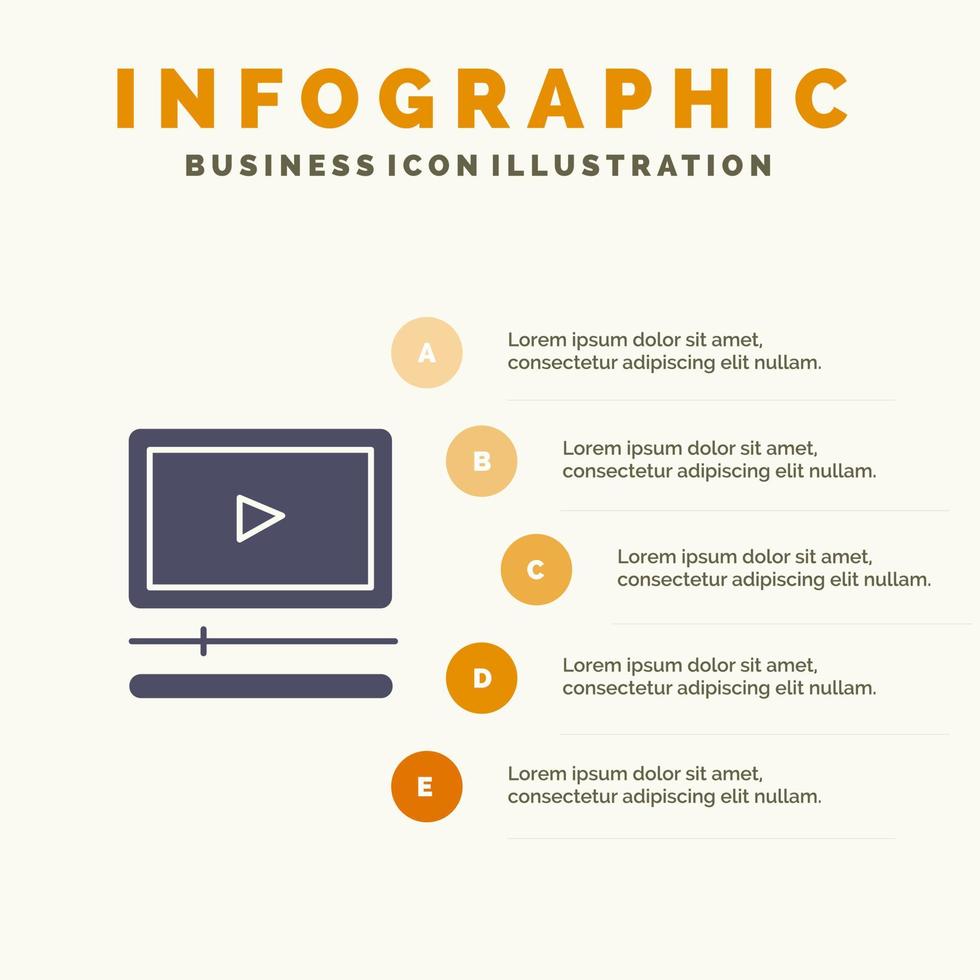 video spelare audio mp3 mP4 fast ikon infographics 5 steg presentation bakgrund vektor