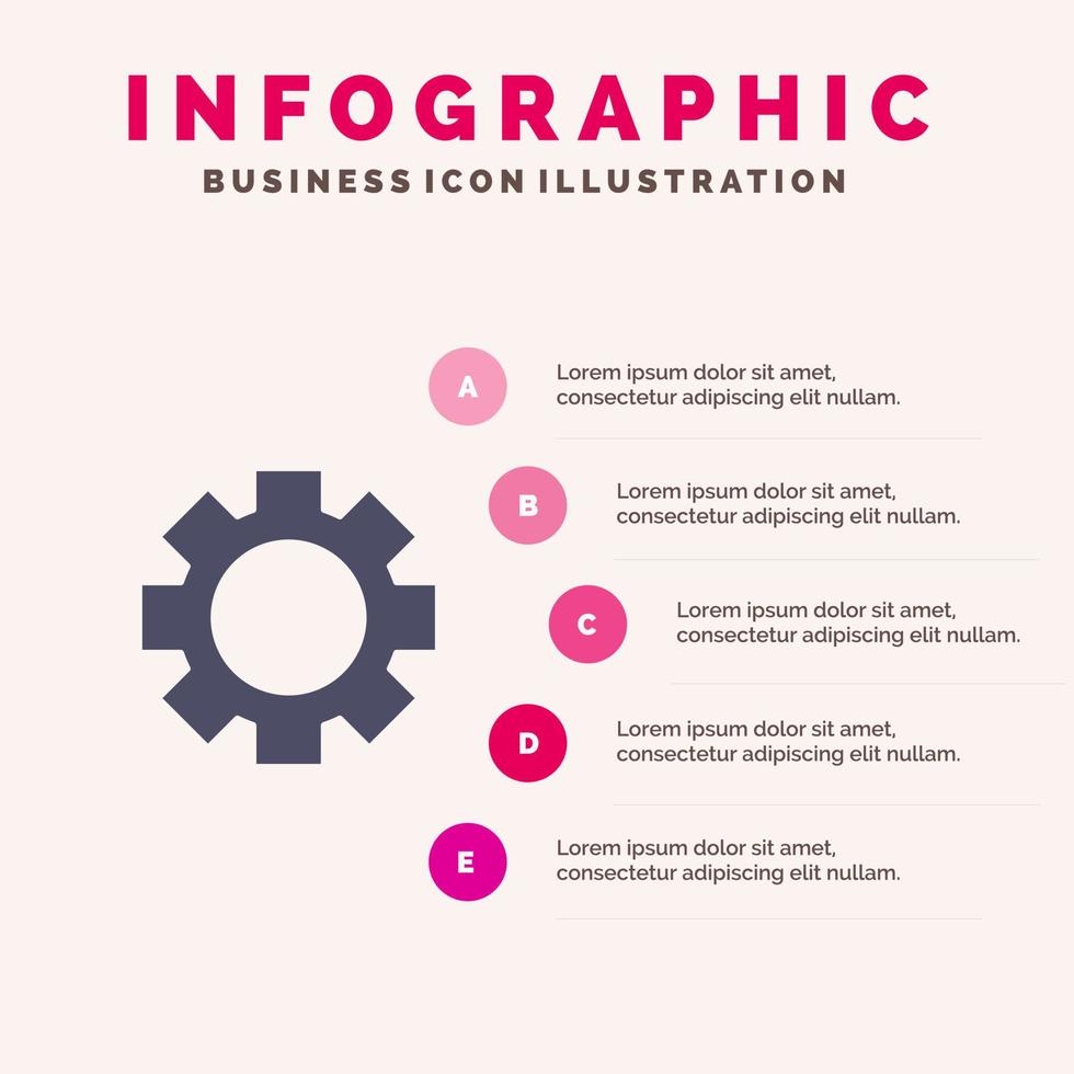 redskap miljö hjul fast ikon infographics 5 steg presentation bakgrund vektor