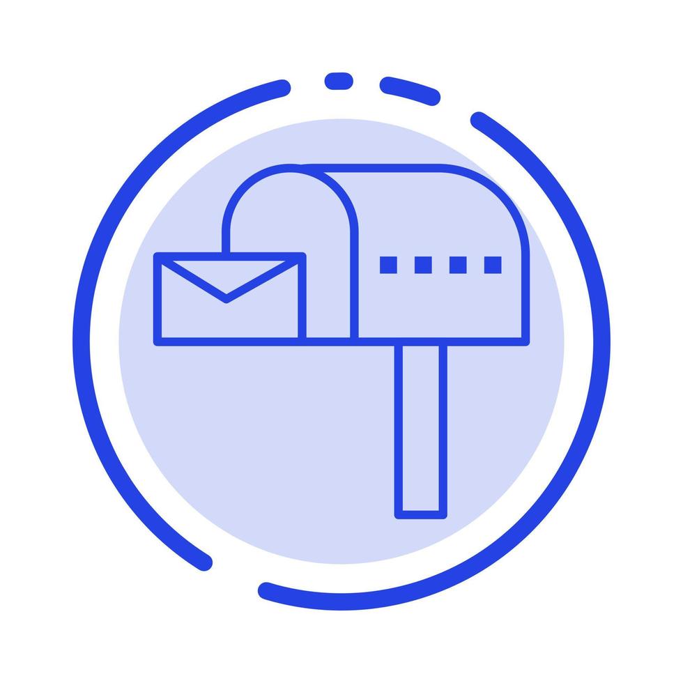 brevlåda e-post brevlåda låda blå prickad linje linje ikon vektor