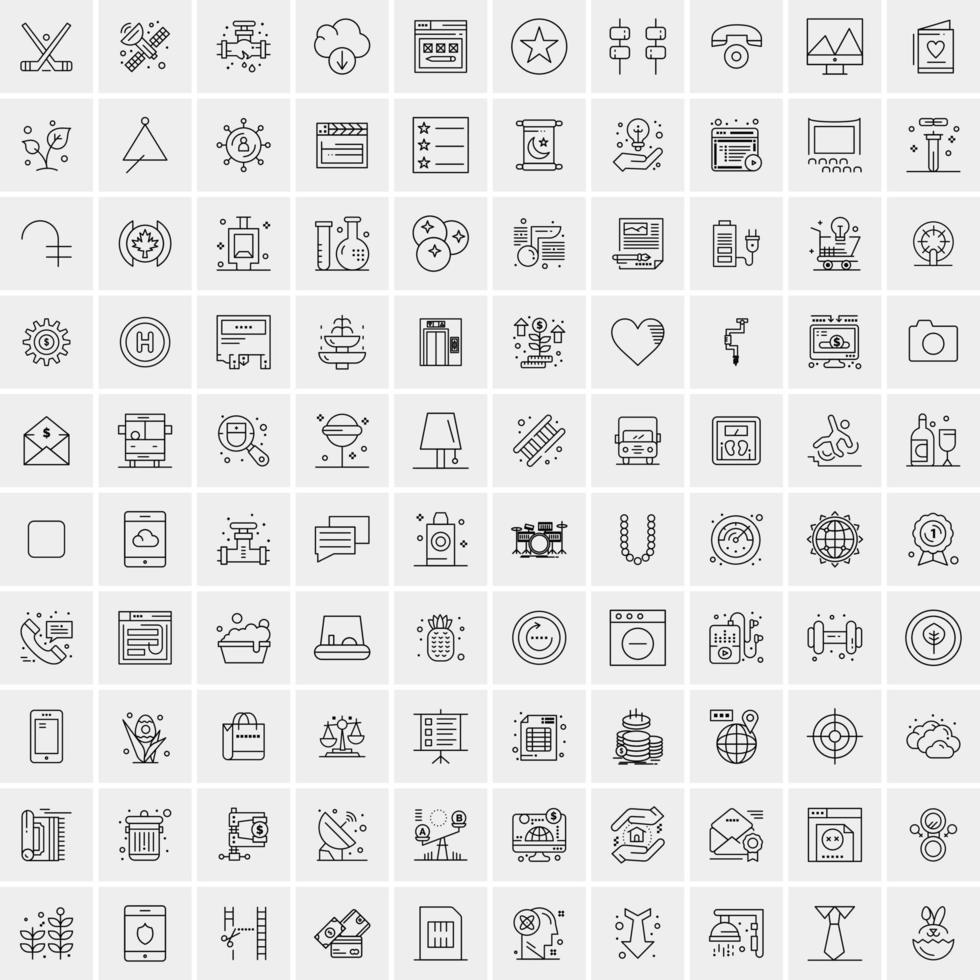 uppsättning av 100 kreativ företag linje ikoner vektor