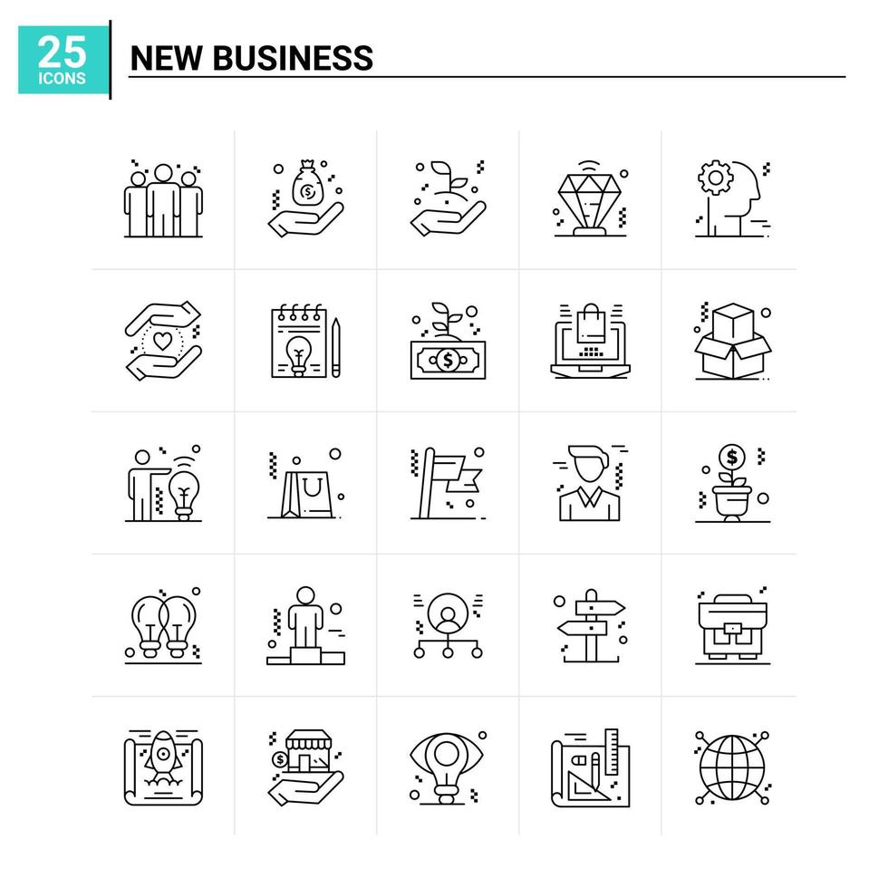 25 ny företag ikon uppsättning vektor bakgrund