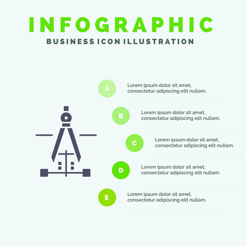 kompass teckning utbildning teknik infographics presentation mall 5 steg presentation vektor