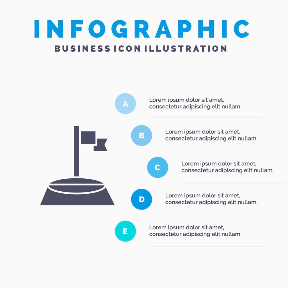 hörn flagga golf sport fast ikon infographics 5 steg presentation bakgrund vektor