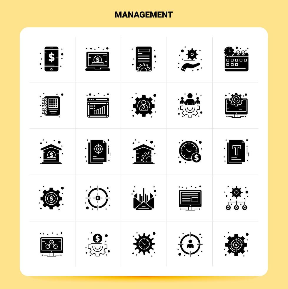 solide 25 Management Icon Set Vektor Glyphe Stil Design schwarze Icons Set Web und mobile Geschäftsideen Design Vektor Illustration