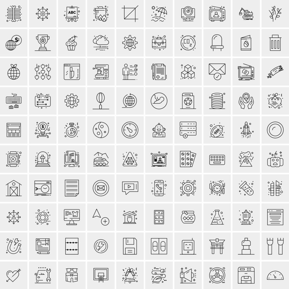 uppsättning av 100 kreativ företag linje ikoner vektor