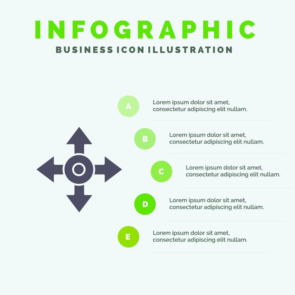 pil Karta plats navigering fast ikon infographics 5 steg presentation bakgrund vektor