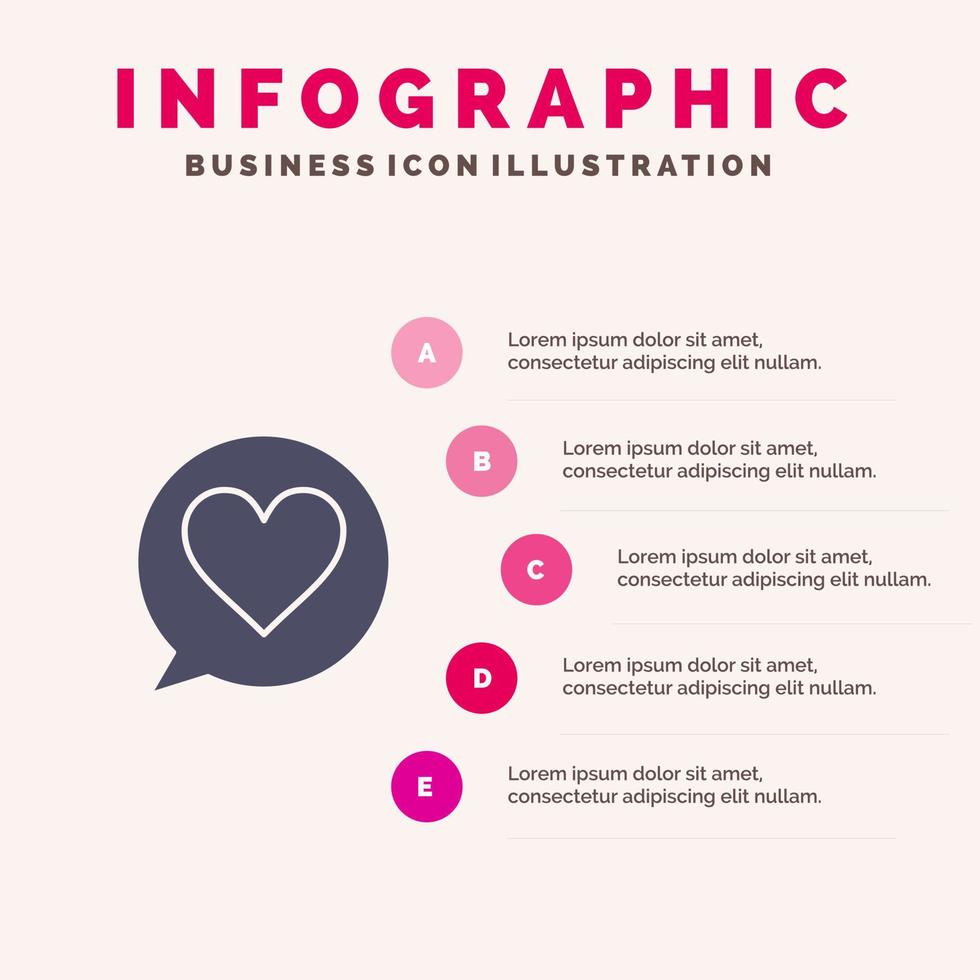 chat liebe herz infografiken präsentationsvorlage 5 schritte präsentation vektor