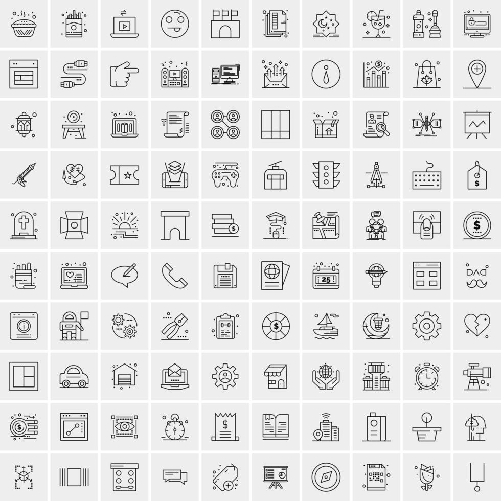 satz von 100 kreativen geschäftszeilensymbolen vektor