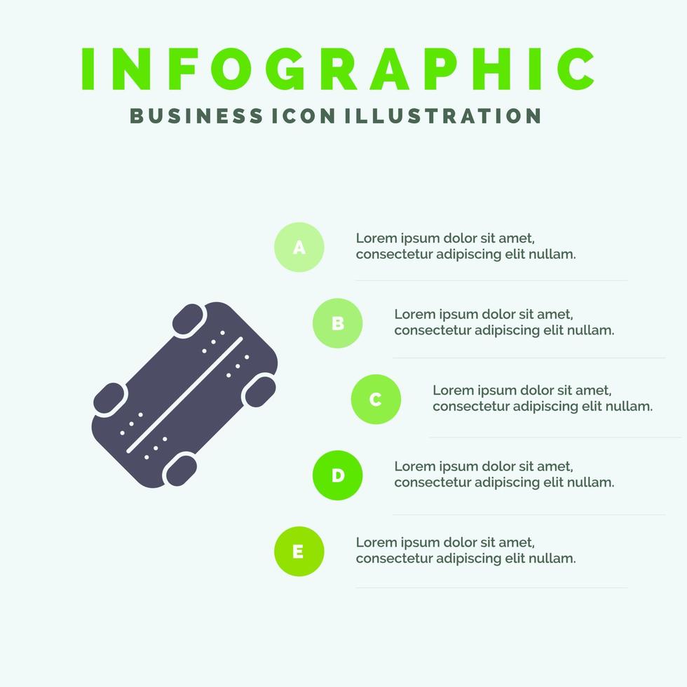 skridsko skateboard sport fast ikon infographics 5 steg presentation bakgrund vektor