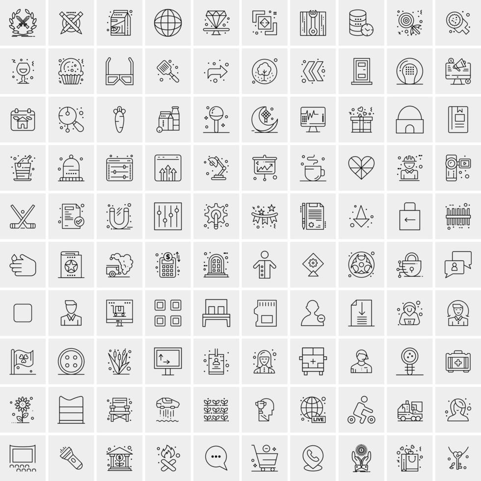 uppsättning av 100 kreativ företag linje ikoner vektor