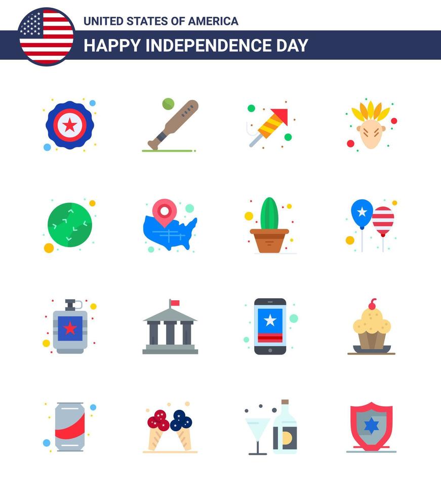 16 kreative usa-symbole moderne unabhängigkeitszeichen und 4. juli symbole der staaten amerikanisches feuerwerk danksagung amerikanische editierbare usa-tag-vektordesignelemente vektor