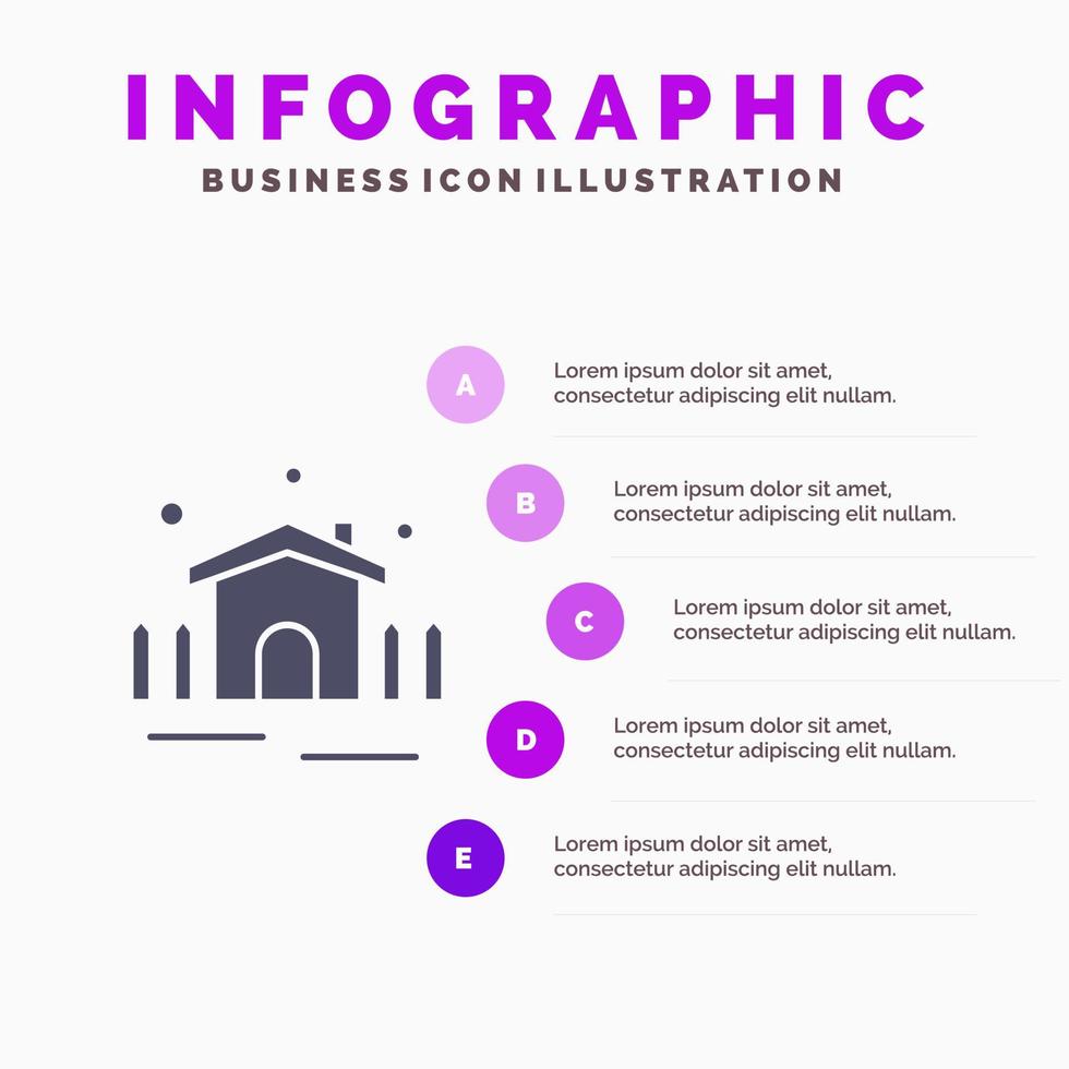 konstruktion trädgård uteplats skydd fast ikon infographics 5 steg presentation bakgrund vektor