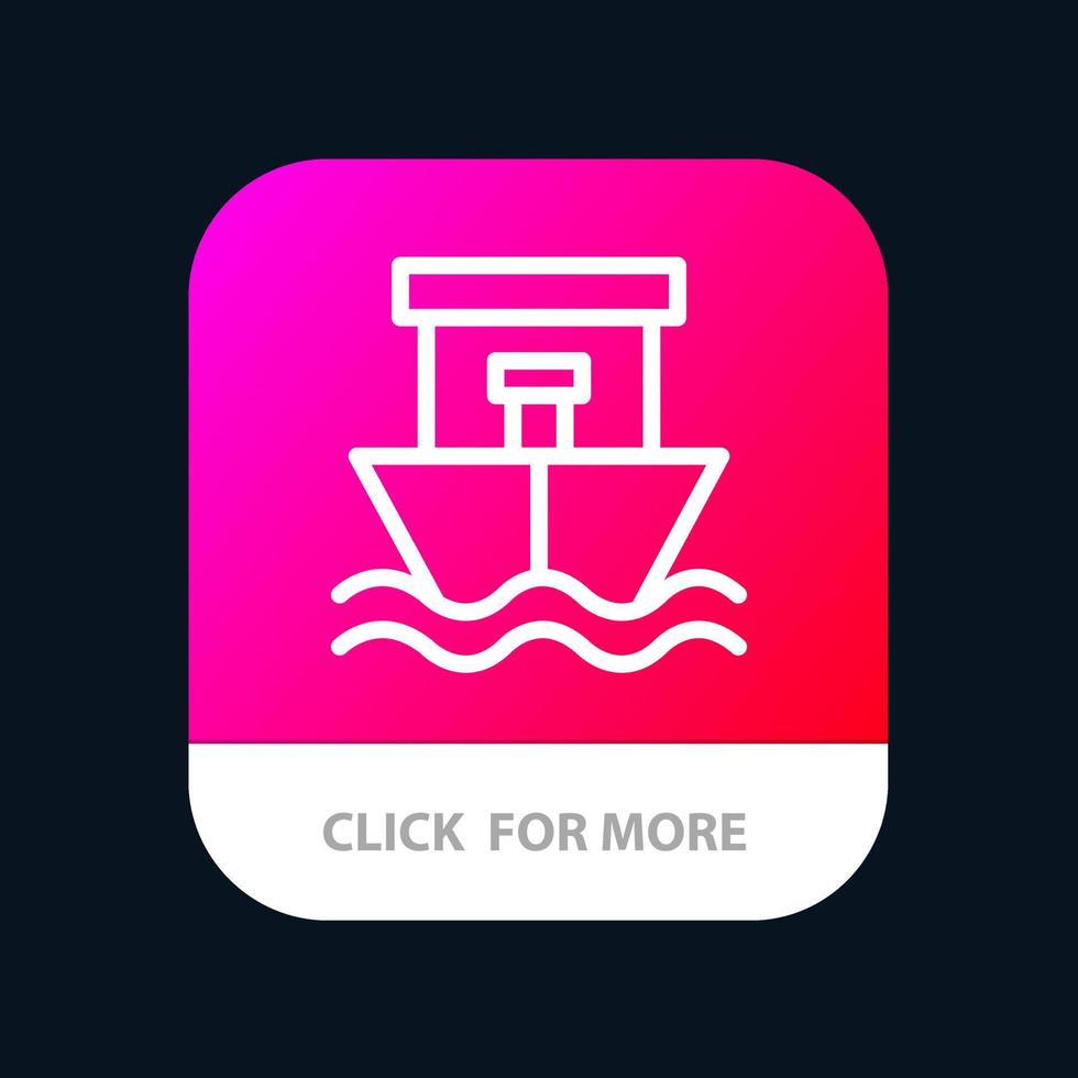 Schiff Strandboot Sommer mobile App-Taste Android- und iOS-Linienversion vektor