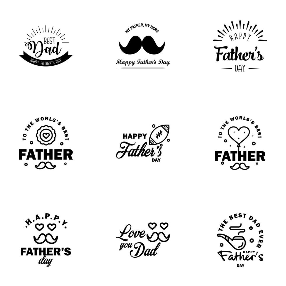 glücklicher vatertag set 9 schwarz vektor typografie vintage schriftzug für vatertag grußkarten banner tshirt design du bist der beste papa editierbare vektordesignelemente