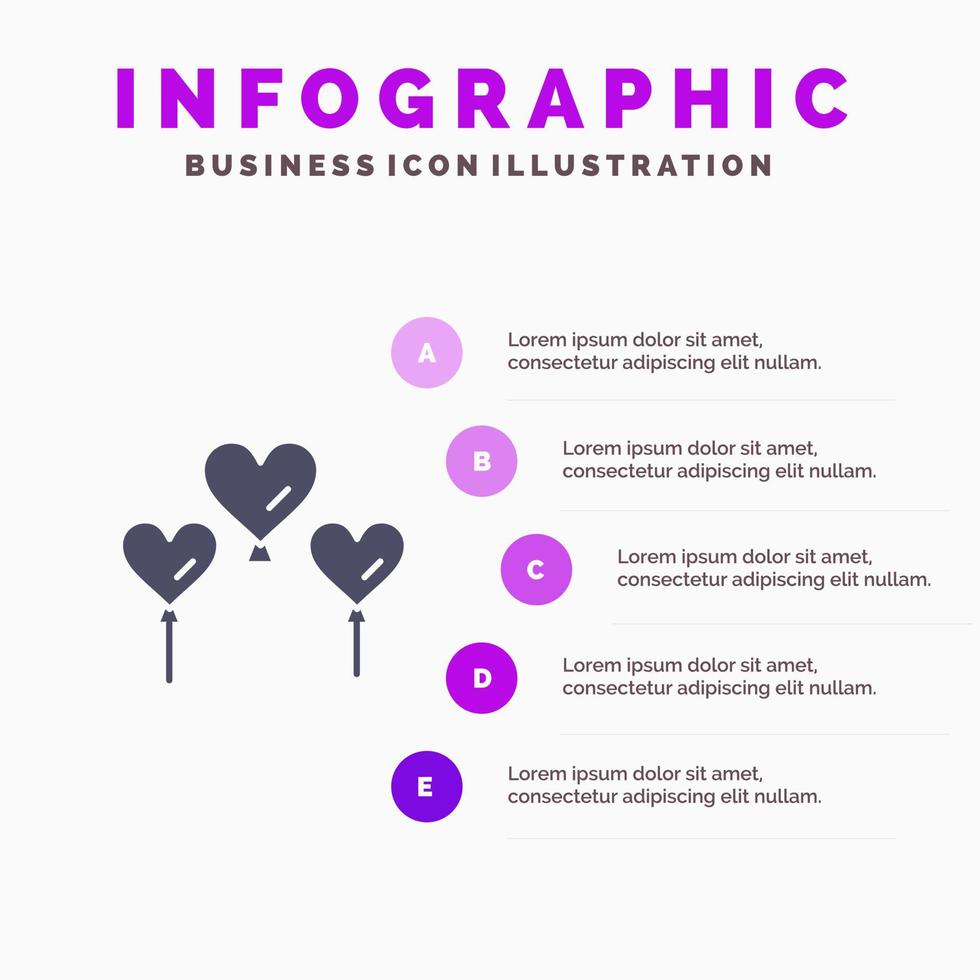 herz ballon liebe infografiken präsentationsvorlage 5 schritte präsentation vektor