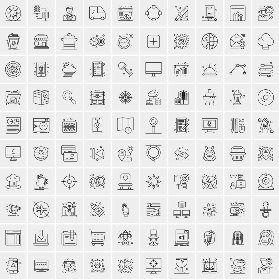 uppsättning av 100 kreativ företag linje ikoner vektor
