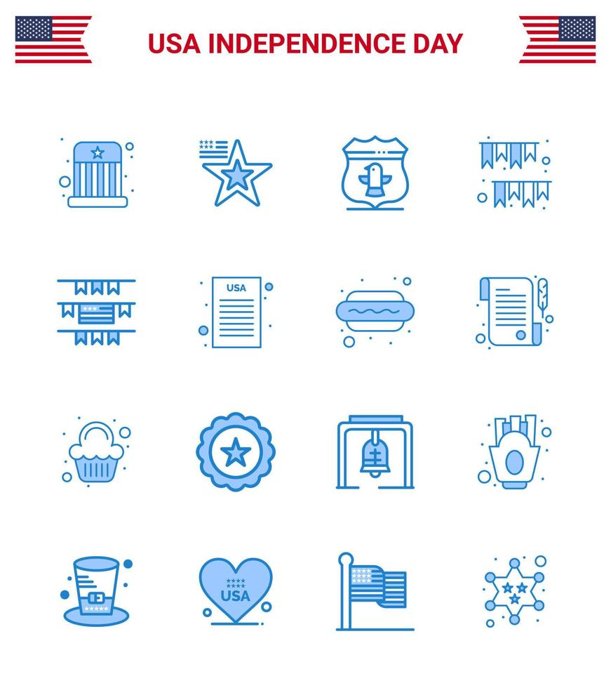 16 USA blå tecken oberoende dag firande symboler av buntings dekoration sheild buntings amerikan dag redigerbar USA dag vektor design element