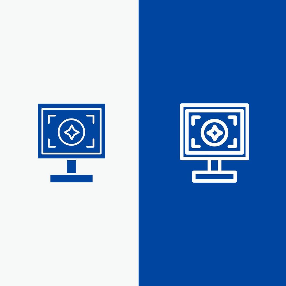 Marken-Branding-Design Drucklinie und Glyphe solides Symbol blaues Banner Linie und Glyphe solides Symbol blaues Banner vektor