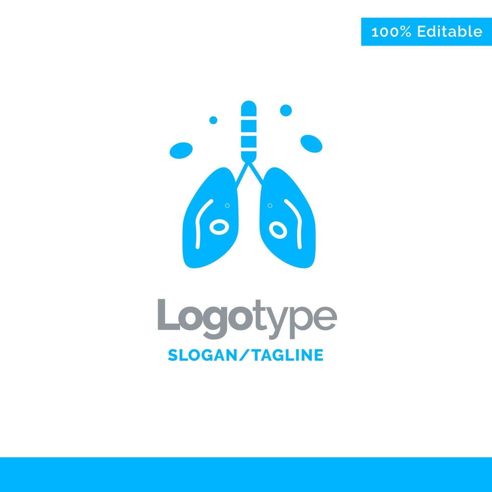 förorening cancer hjärta lunga organ blå fast logotyp mall plats för Tagline vektor