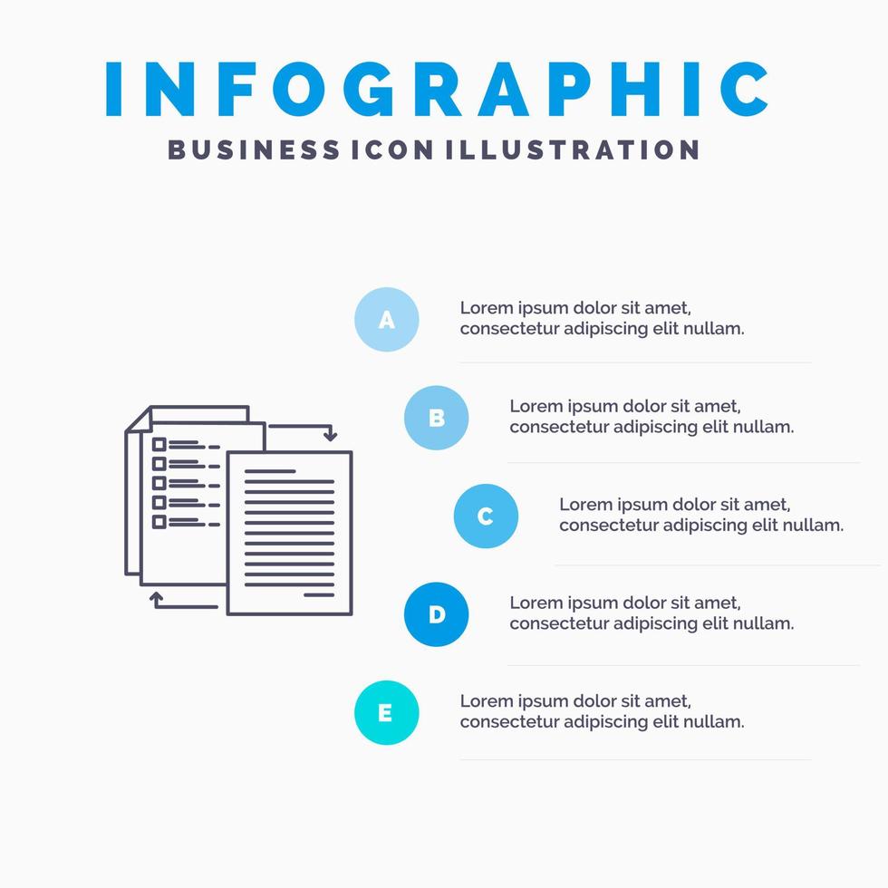 fil dela med sig överföra wlan dela med sig den linje ikon med 5 steg presentation infographics bakgrund vektor