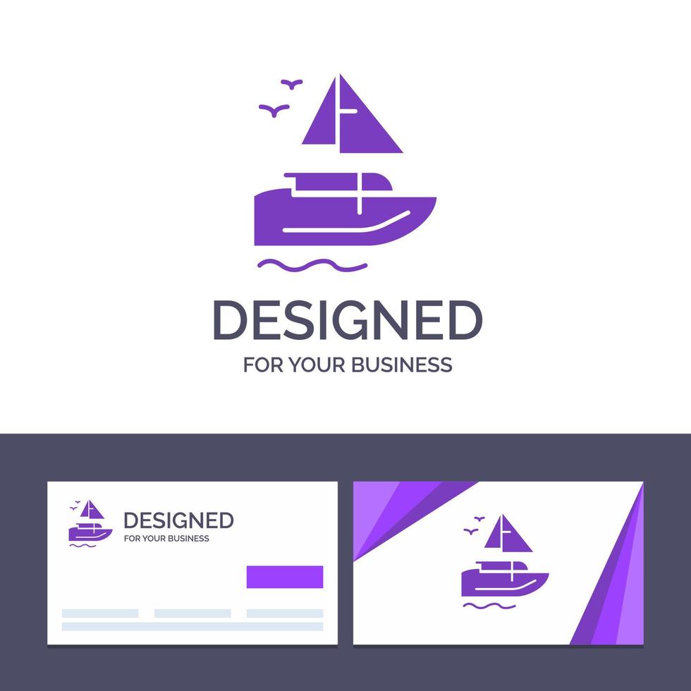 kreativ företag kort och logotyp mall båt fartyg transport fartyg vektor illustration