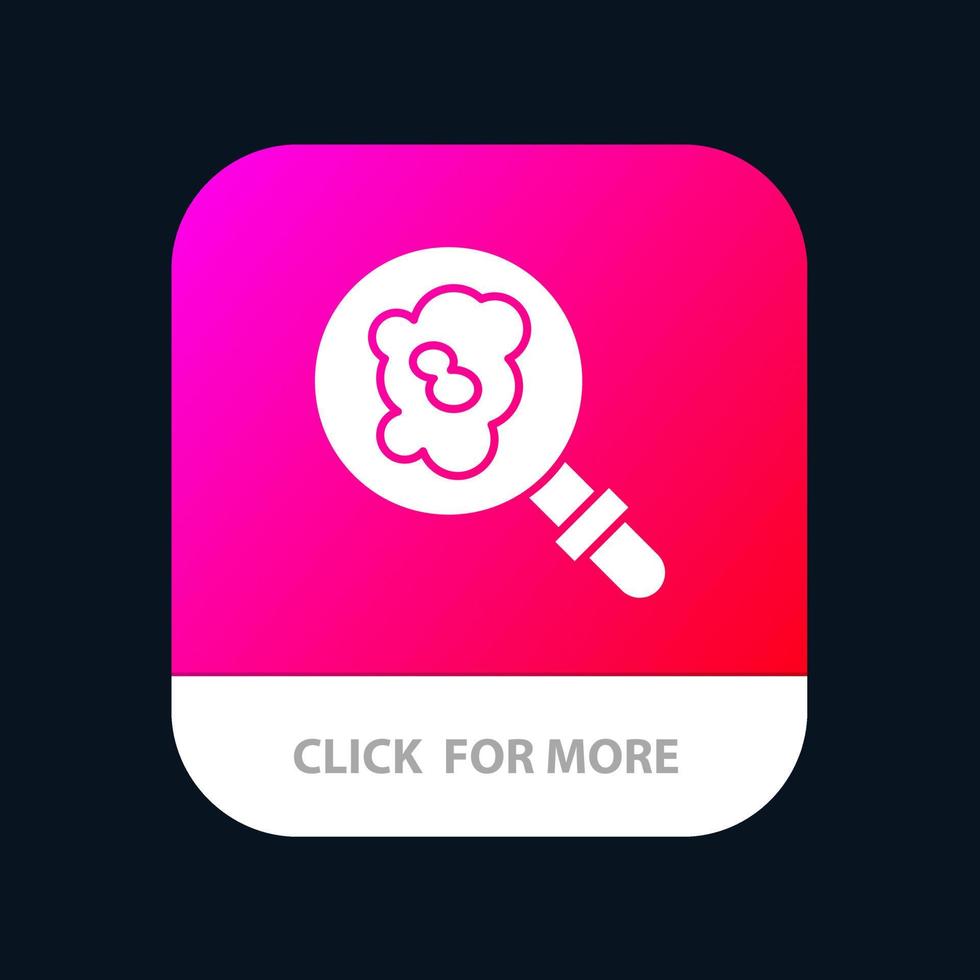 Sök forskning förorening mobil app knapp android och ios glyf version vektor