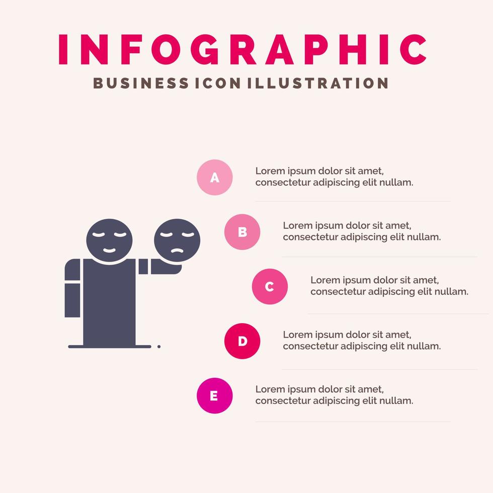 man hand emojis sjukvård fast ikon infographics 5 steg presentation bakgrund vektor