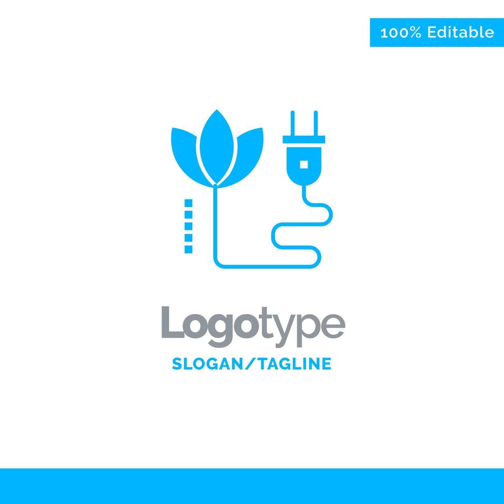 biomassa energi kabel- plugg blå fast logotyp mall plats för Tagline vektor