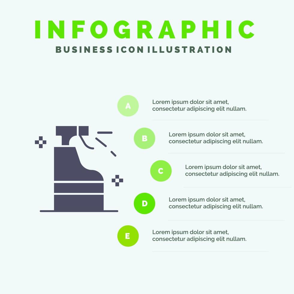 spray rengöring rengöringsmedel produkt fast ikon infographics 5 steg presentation bakgrund vektor