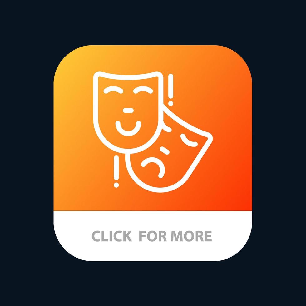 handeln masken persona theater mobile app button android und ios line version vektor