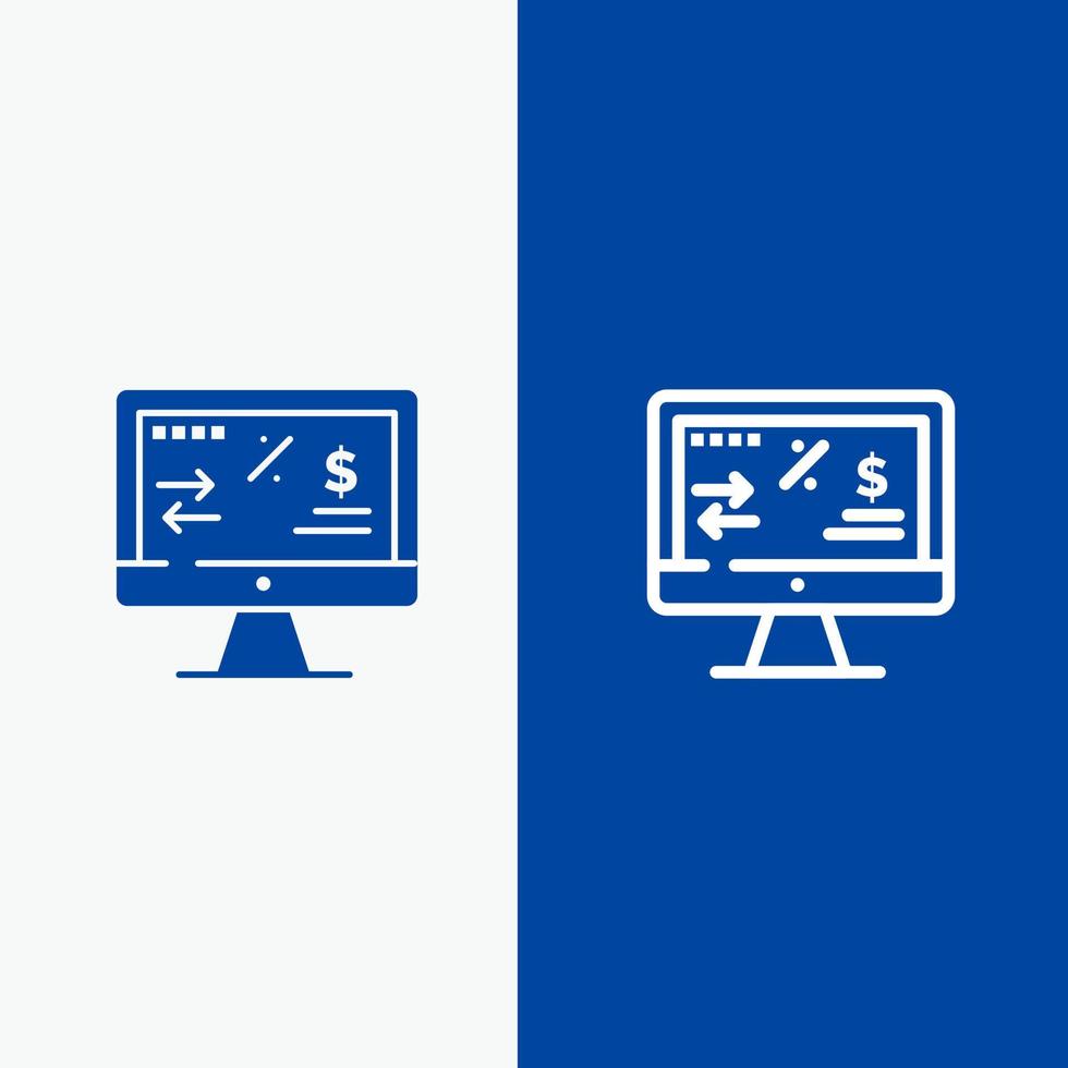 Steuerregulierung Finanzeinkommen Computerlinie und Glyphe solides Symbol blaues Banner Linie und Glyphe solides Symbol blaues Banner vektor