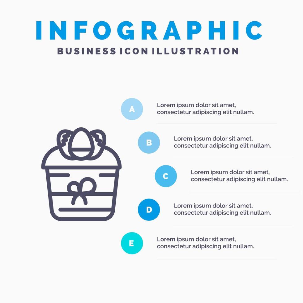 gåva dekoration påsk blomma växt linje ikon med 5 steg presentation infographics bakgrund vektor