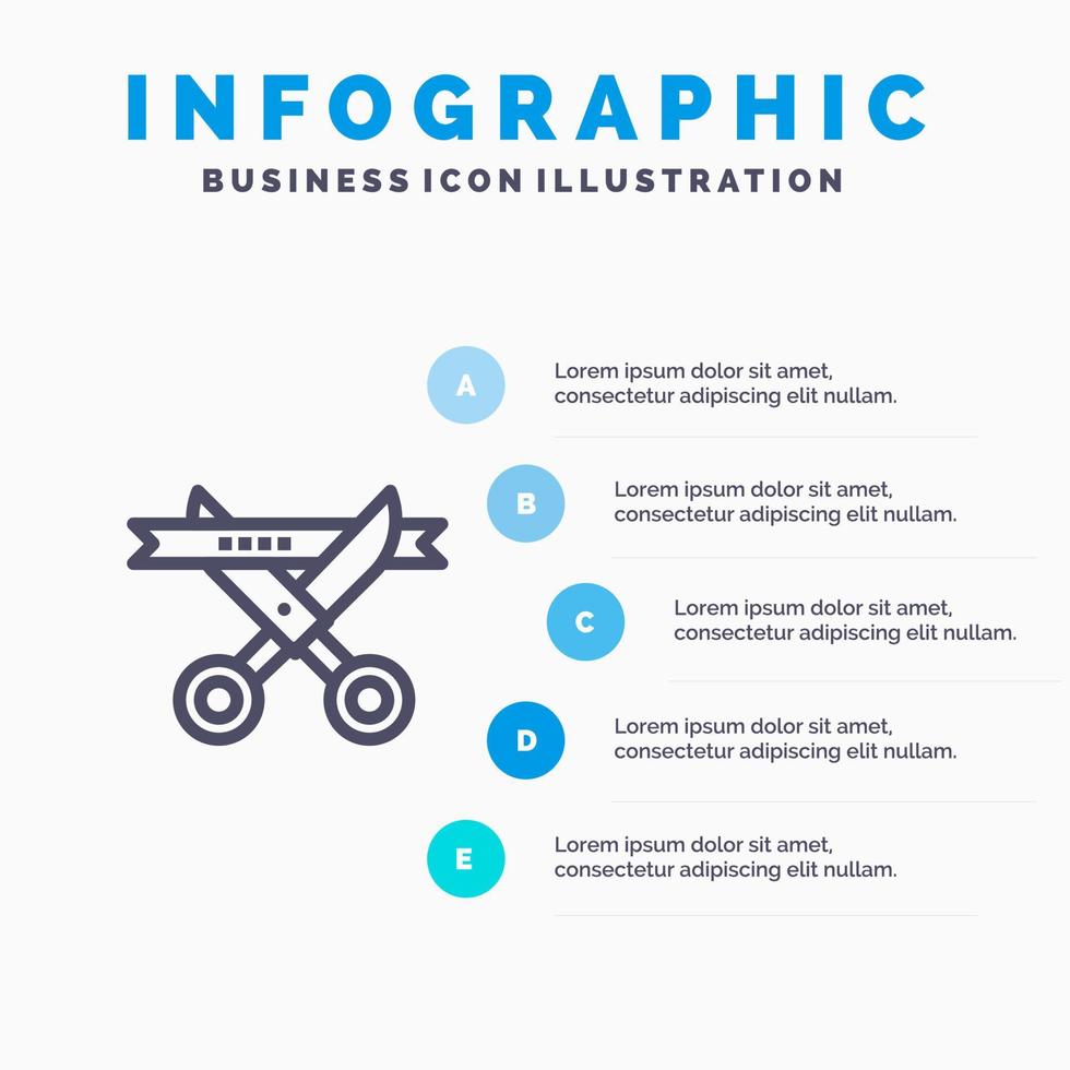 Geschäftszeremonie moderne Eröffnungslinie Symbol mit 5 Schritten Präsentation Infografiken Hintergrund vektor