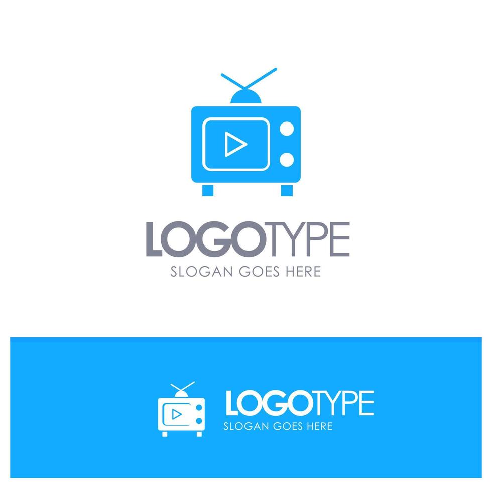 TV tv spela video blå fast logotyp med plats för Tagline vektor