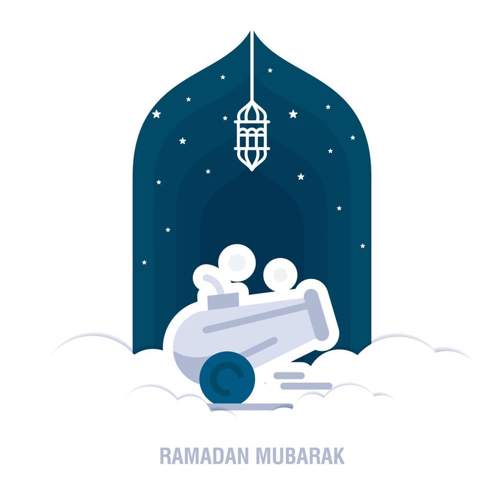 ramadan kareem islamisk design halvmåne och moskékupolsilhuett med arabiskt mönster och kalligrafi vektor